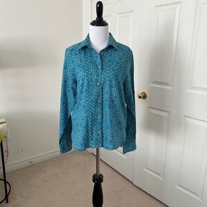 American Eagle Outfitters Teal Patterned Shirt